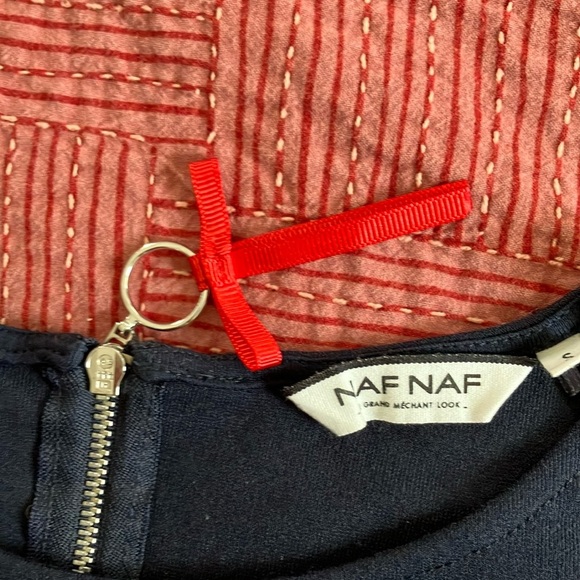 NAF NAF Women's Navy blue and Red Jersey Top - Picture 4 of 13